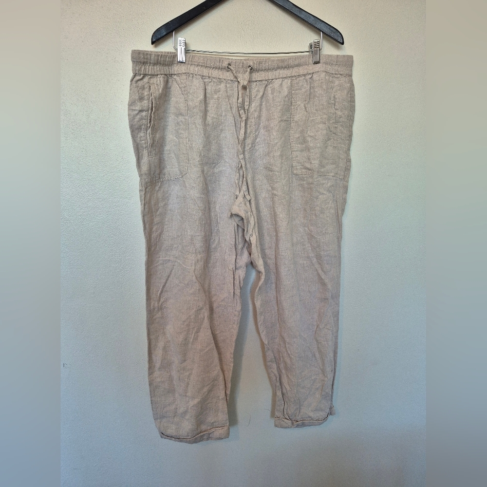 100% Linen Pants By Lord And Taylor In Size 2X Sand Coloured